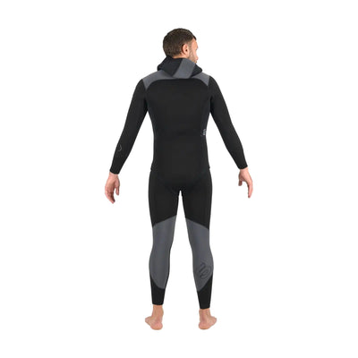 Mares Dual 5mm men's wetsuit in black and grey, back view with hood