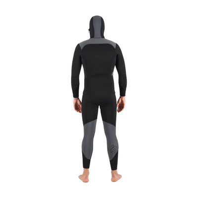 Mares Dual 5mm men's wetsuit, back view with the hood up