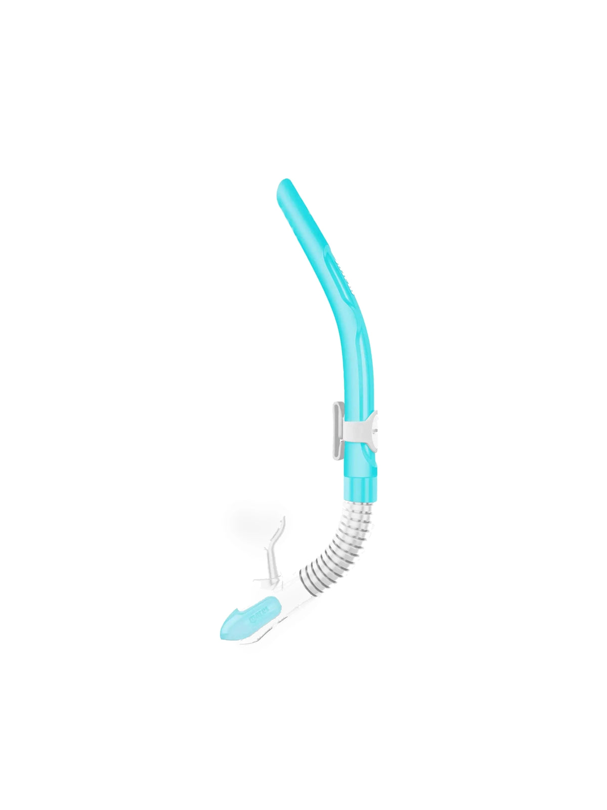 Mares Ergo Flex snorkel in aqua and white, side view
