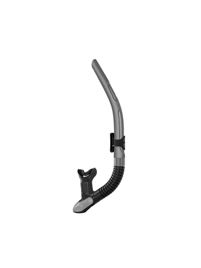 Mares Ergo Flex snorkel in black and grey, side view