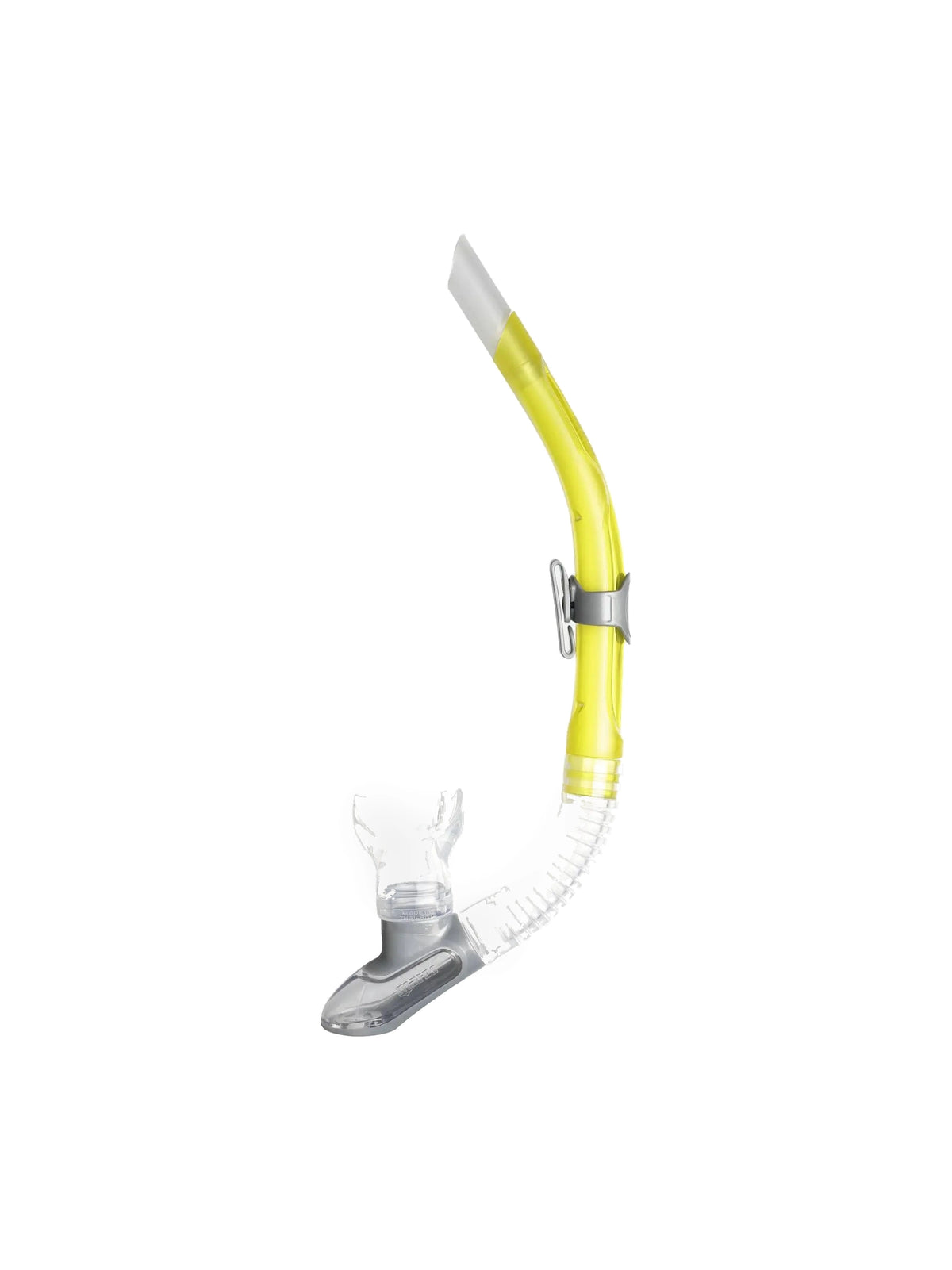 Mares Ergo Flex snorkel in clear and yellow, side view