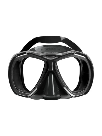 Mares Force-X dive mask in black and grey, front view