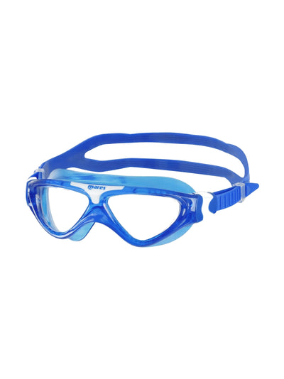 Mares Gamma Junior swim mask, blue frame with clear lens, front view