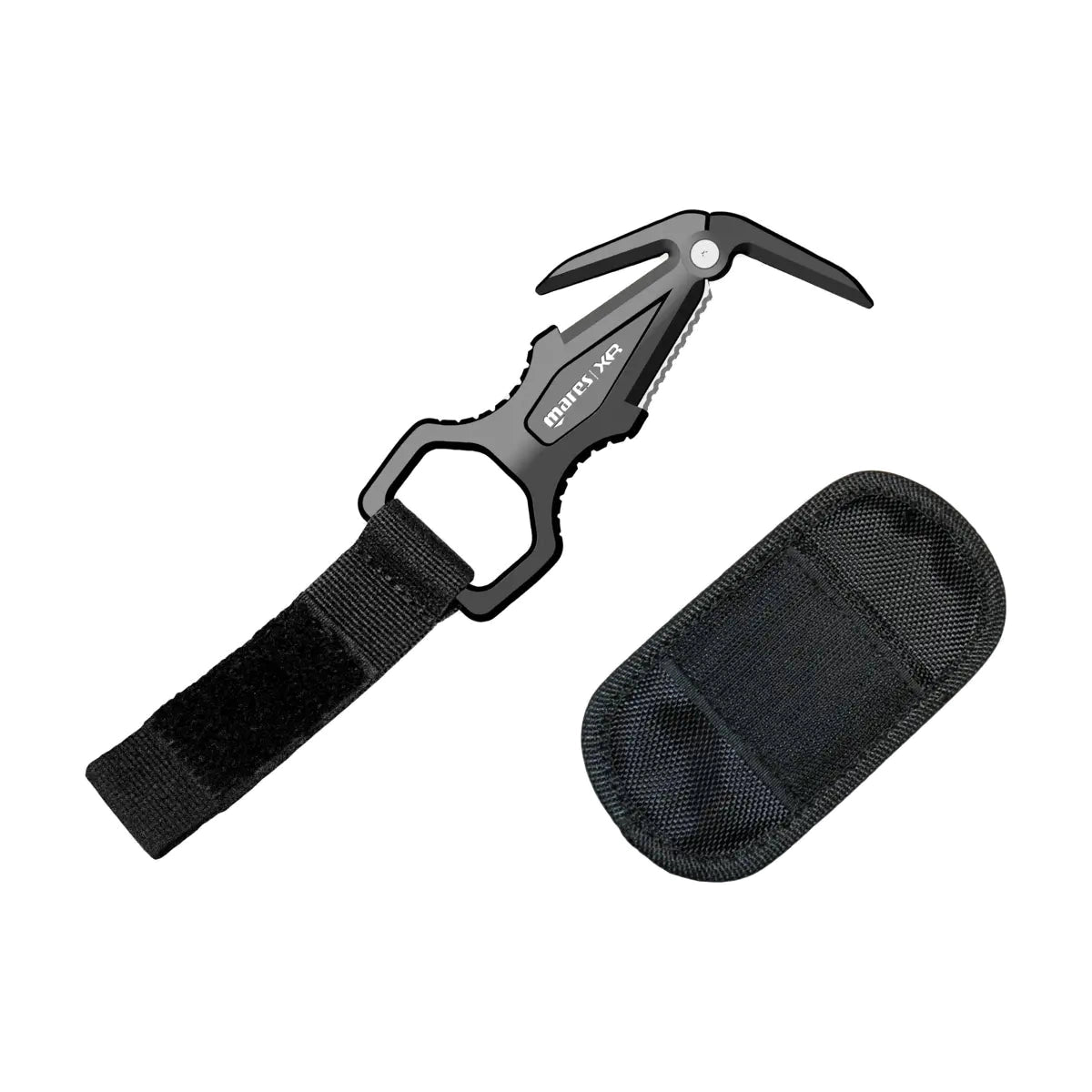 Mares XR beta titanium hand line cutter with hook and loop strap and case