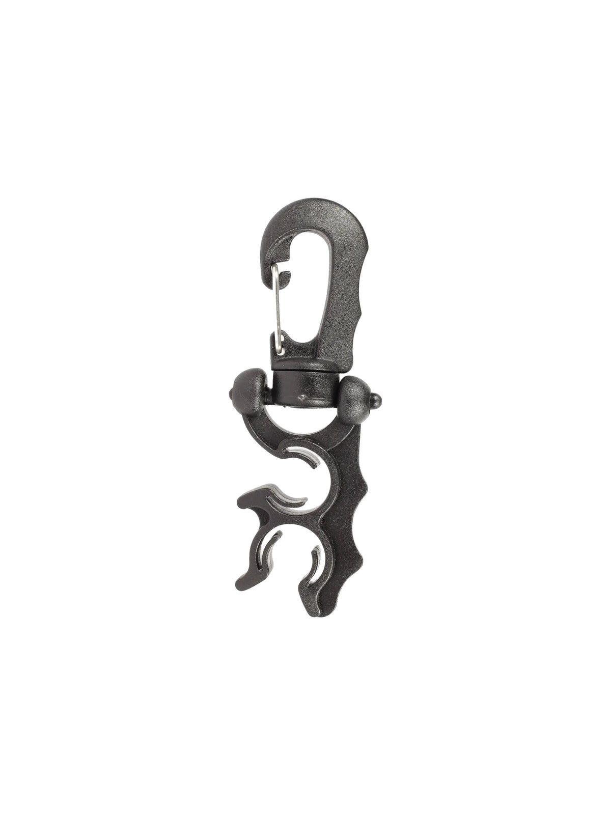 Mares hose retainer in black with a snap hook and two hose clips