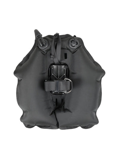 Rear view of the Mares Magellan HD back-mounted bladder and tank strap