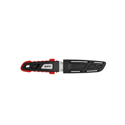 Mares MC-100 knife in its sheath, side view