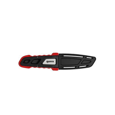 Mares MC-70 knife sheathed, side view