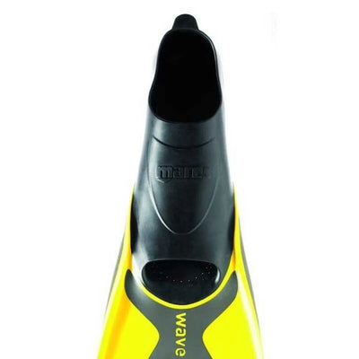 Mares Wave FF fin in yellow, close-up of the foot pocket