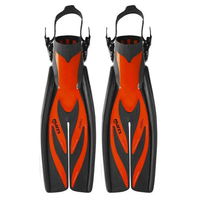 Mares Raptor split fins pair in red, top view