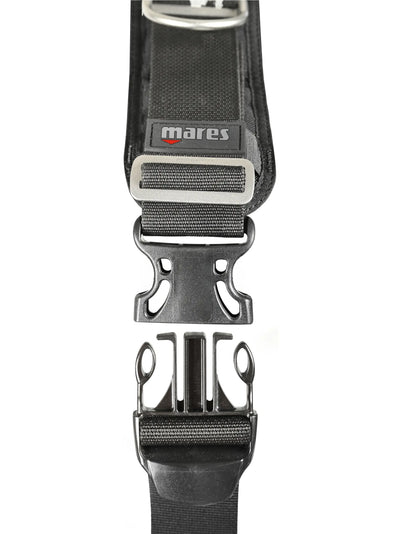 Mares Rover Tech quick-release shoulder buckle shown unclipped