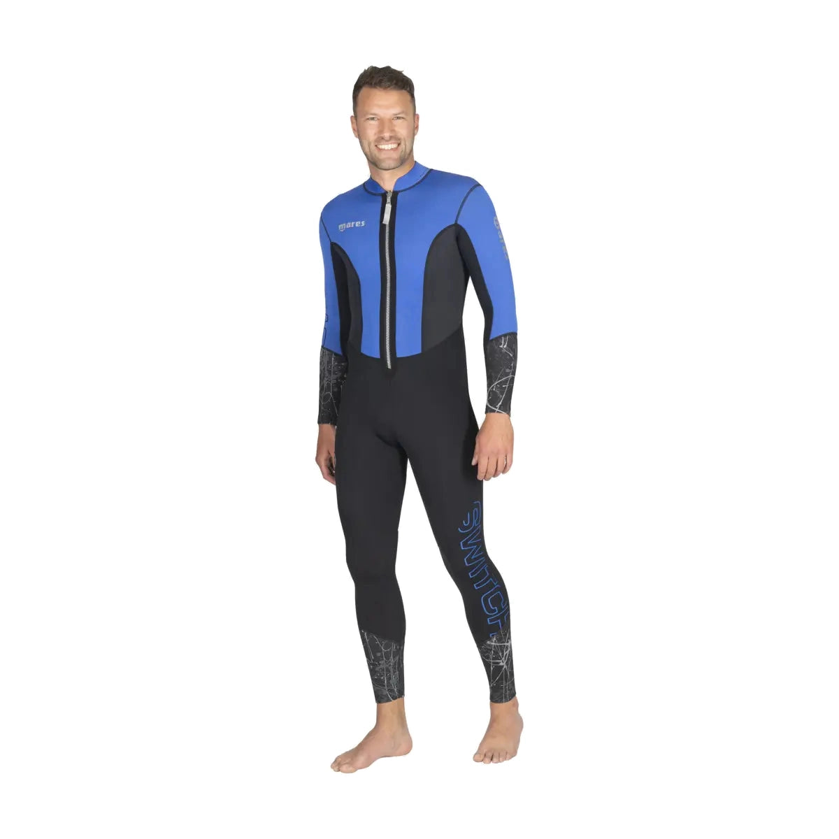 Mares Switch 2.5mm reversible men's wetsuit, blue side out, front view