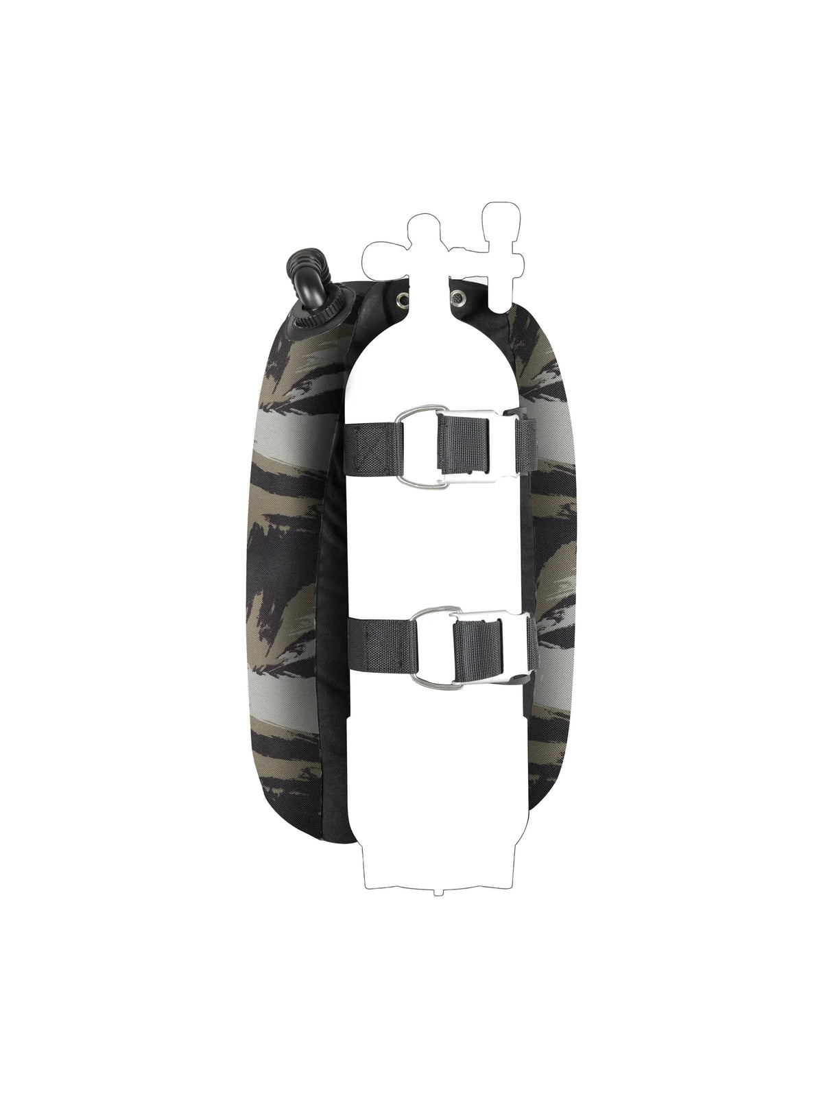 Mares Tactical Green single backmount set with camouflage donut, green backplate and black harness