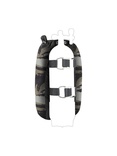 Camouflage single tank donut of the Mares Tactical Green set with a cylinder outline and tank straps