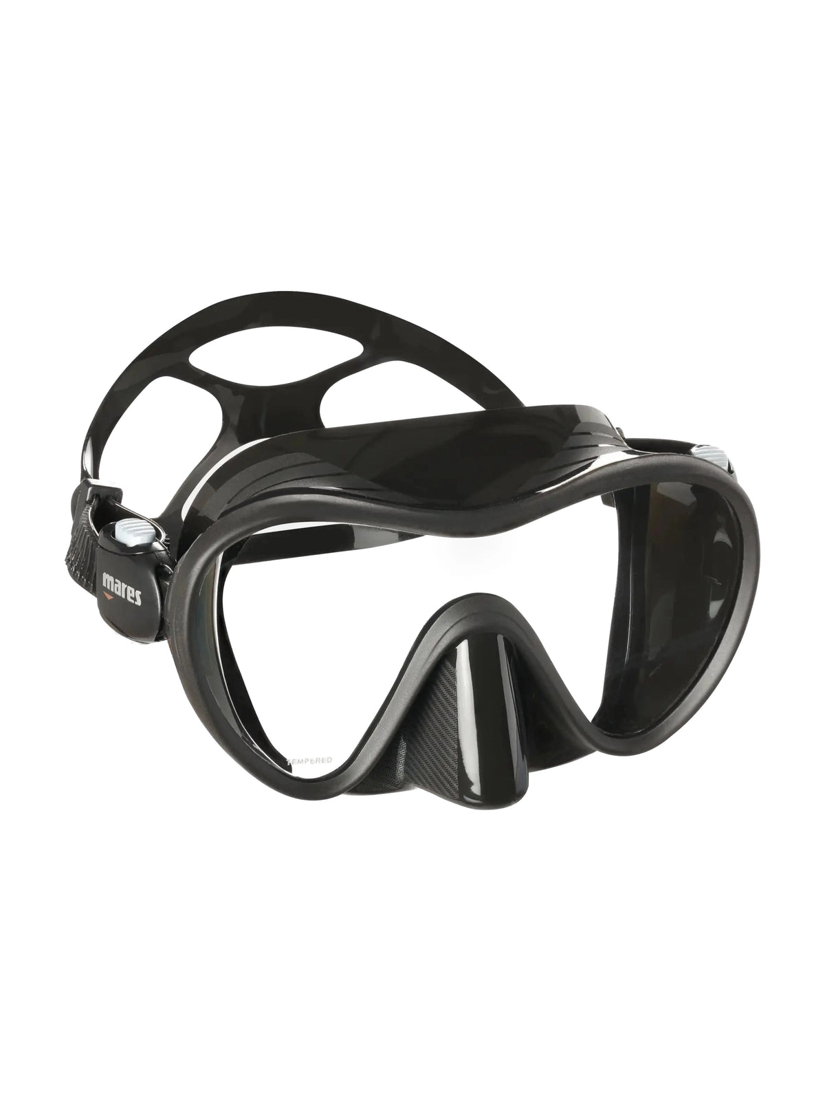 Mares Tropical frameless mask in aqua, three-quarter front view