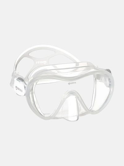 Mares Tropical frameless mask in clear, three-quarter front view