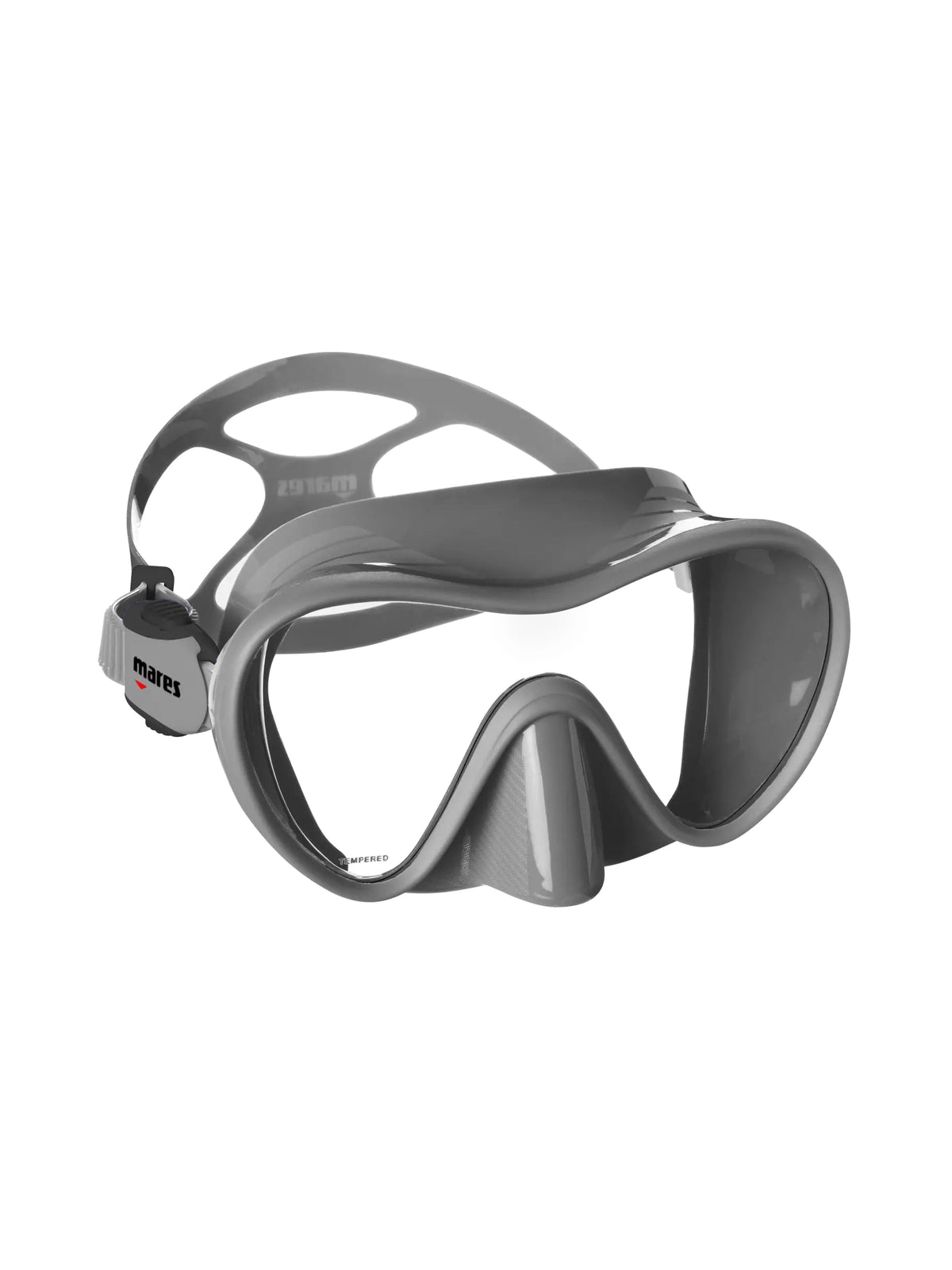 Mares Tropical frameless mask in light grey, three-quarter front view