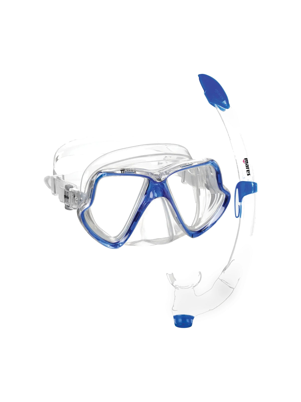 Mares Wahoo mask and Fiji snorkel combo in aqua, mask and snorkel together