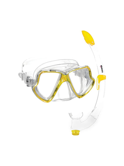 Mares Wahoo mask and Fiji snorkel combo in yellow, mask and snorkel together