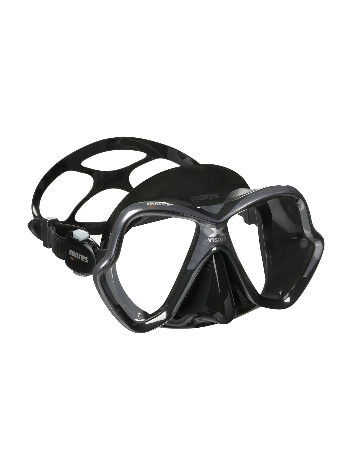 Mares X-Vision dive mask in black, three-quarter front view