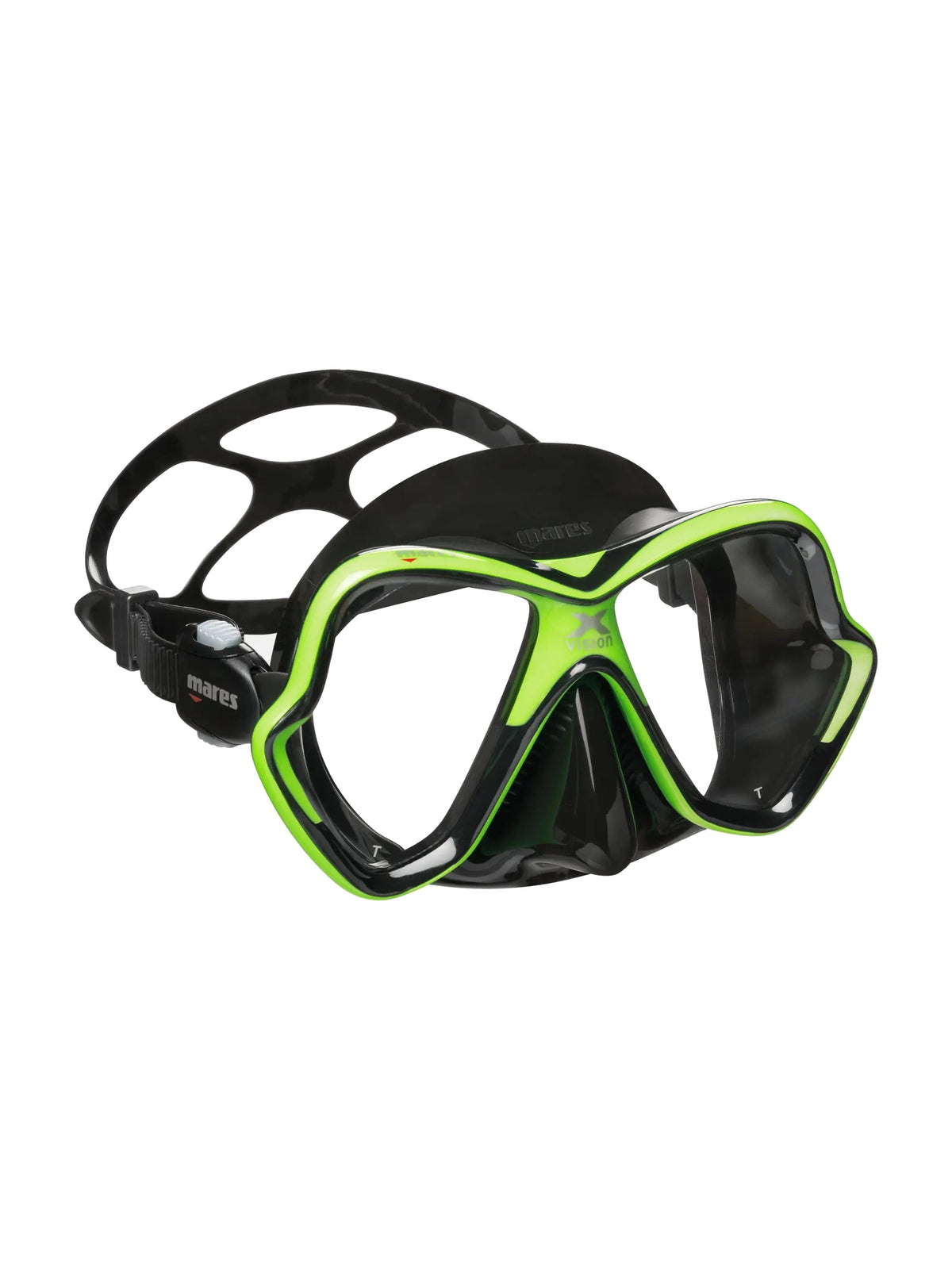 Mares X-Vision dive mask in black, three-quarter front view