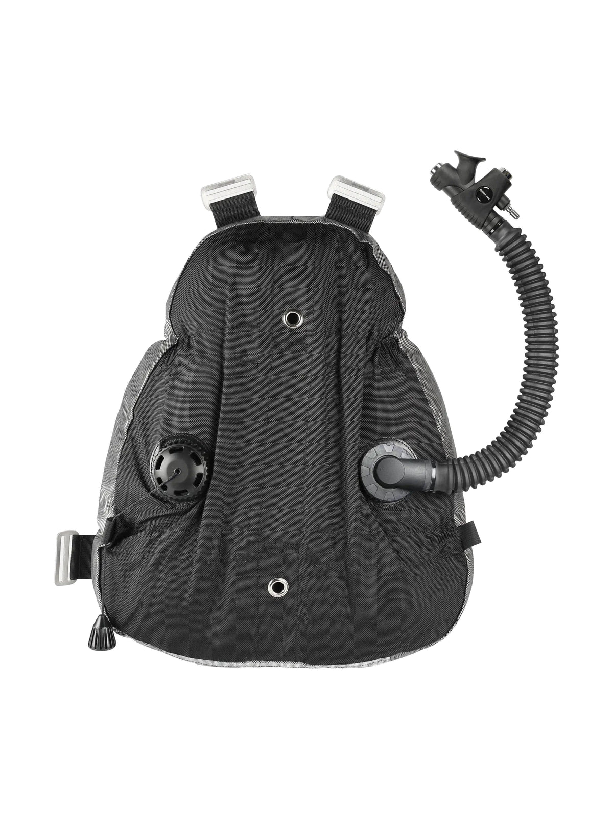 Mares XR sidemount Pure Light bladder from behind with its corrugated hoses