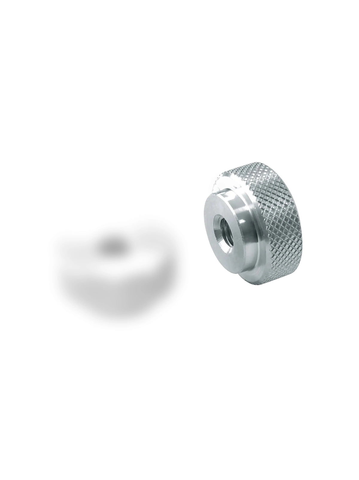 Two Mares XR thumbwheels in knurled AISI 316 stainless steel with centre holes