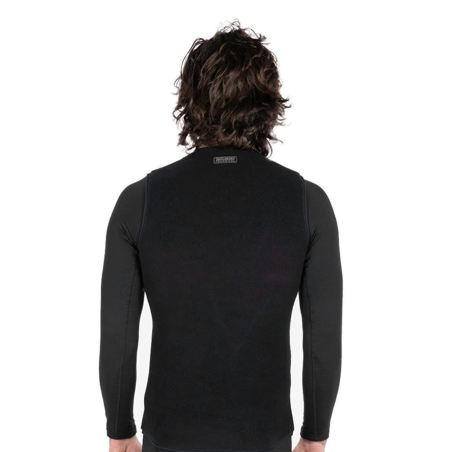 Fourth Element X-Core vest in black worn front on, sleeveless with a high neck
