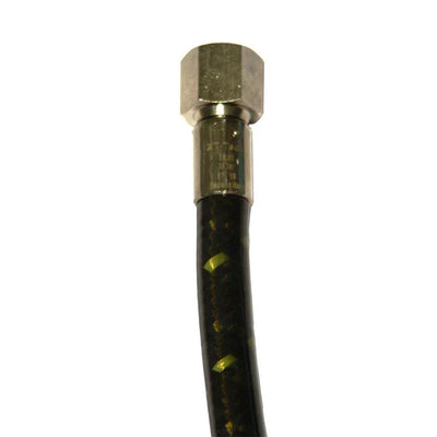 Close view of the Miflex XT-Tech regulator hose second stage fitting on the Kevlar-reinforced hose