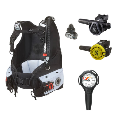 SCUBAPRO MK11 EVO / C370 Colour Graphite regulator set with R105 octopus and Bella BCD, with Compact SPG
