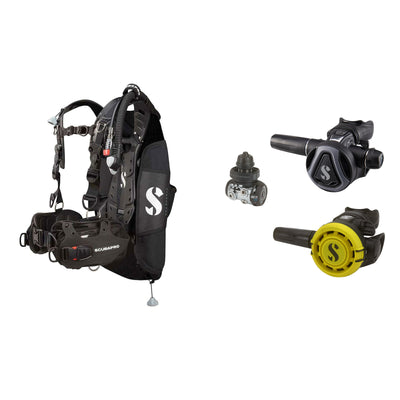 SCUBAPRO MK11 EVO / C370 Colour Graphite regulator set with R105 octopus and Hydros Pro Ladies BCD in black