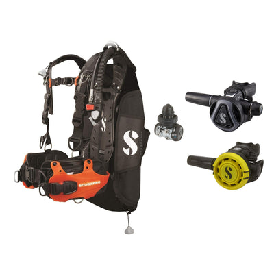 SCUBAPRO MK11 EVO / C370 Colour Graphite regulator set with R105 octopus and Hydros Pro Ladies BCD in orange