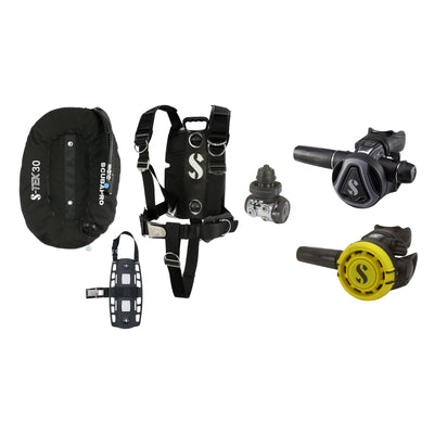 SCUBAPRO MK11 EVO / C370 Colour Graphite regulator set with R105 octopus and S-TEK Pro BCD (stainless steel)