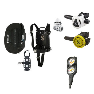 SCUBAPRO MK11 EVO / C370 Colour White regulator set with R105 octopus and S-TEK Pure BCD (aluminium), with Compact Combo 2