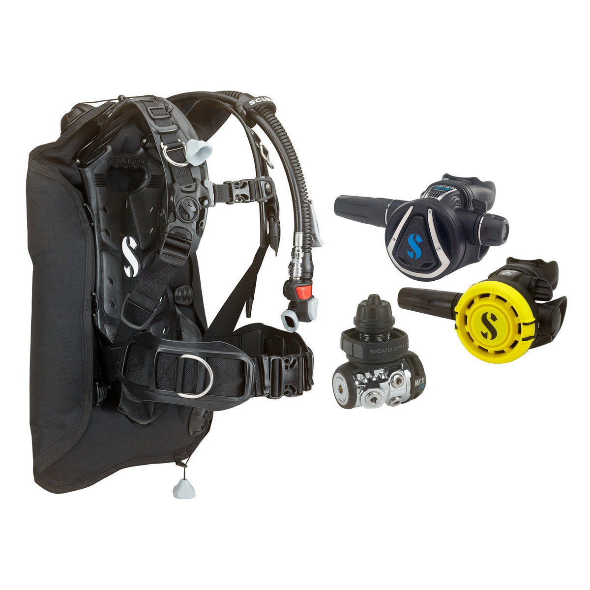 SCUBAPRO MK11 EVO / C370 regulator set with R105 octopus and Hydros Core BCD