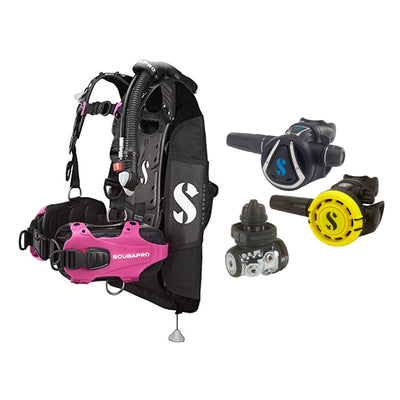 SCUBAPRO MK11 EVO / C370 regulator set with R105 octopus and Hydros Pro Ladies BCD in pink