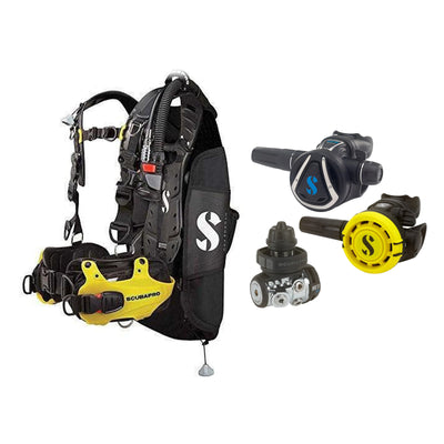 SCUBAPRO MK11 EVO / C370 regulator set with R105 octopus and Hydros Pro Mens BCD in yellow