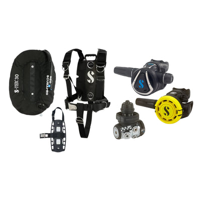 SCUBAPRO MK11 EVO / C370 regulator set with R105 octopus and S-TEK Pro BCD (stainless steel)
