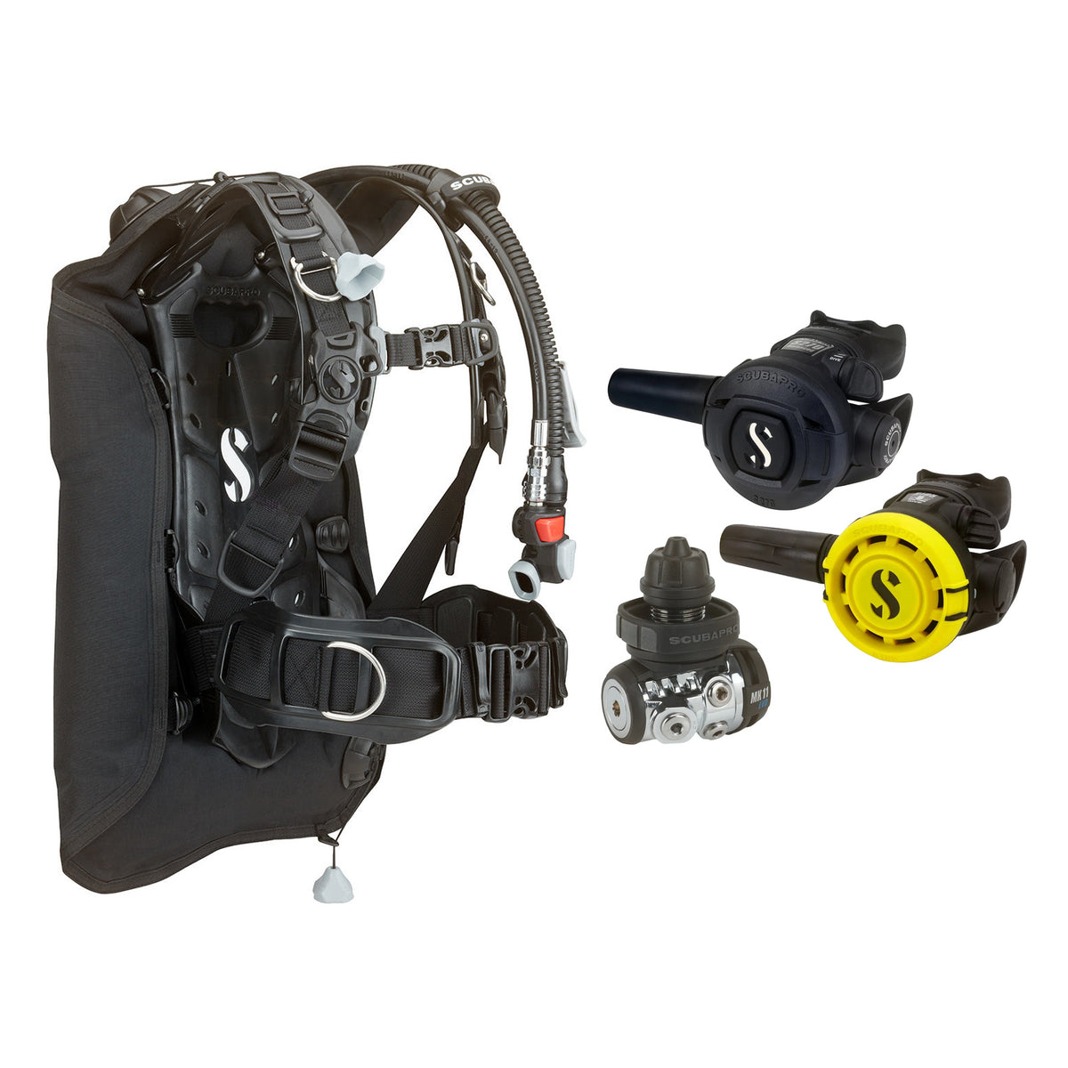 SCUBAPRO MK11 EVO / S270 regulator set with R105 octopus and Hydros Core BCD