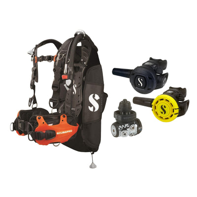 SCUBAPRO MK11 EVO / S270 regulator set with R105 octopus and Hydros Pro Ladies BCD in orange