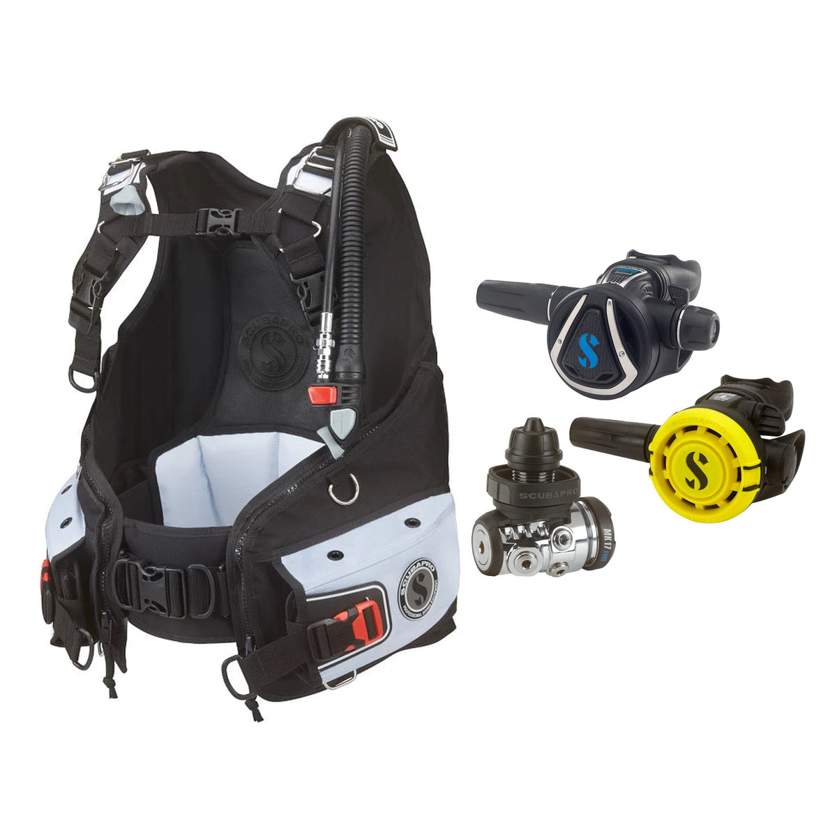 SCUBAPRO MK17 EVO2 / C370 regulator set with R105 octopus and Bella BCD