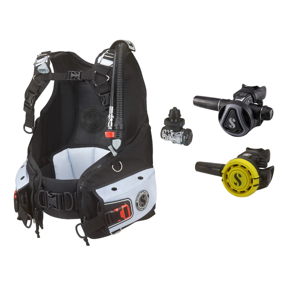 SCUBAPRO MK17 EVO2 / C370 Graphite regulator set with R105 octopus and Bella BCD