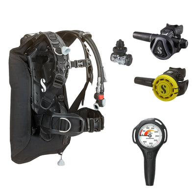 SCUBAPRO MK17 EVO2 / C370 Graphite regulator set with R105 octopus and Hydros Core BCD, with Compact SPG