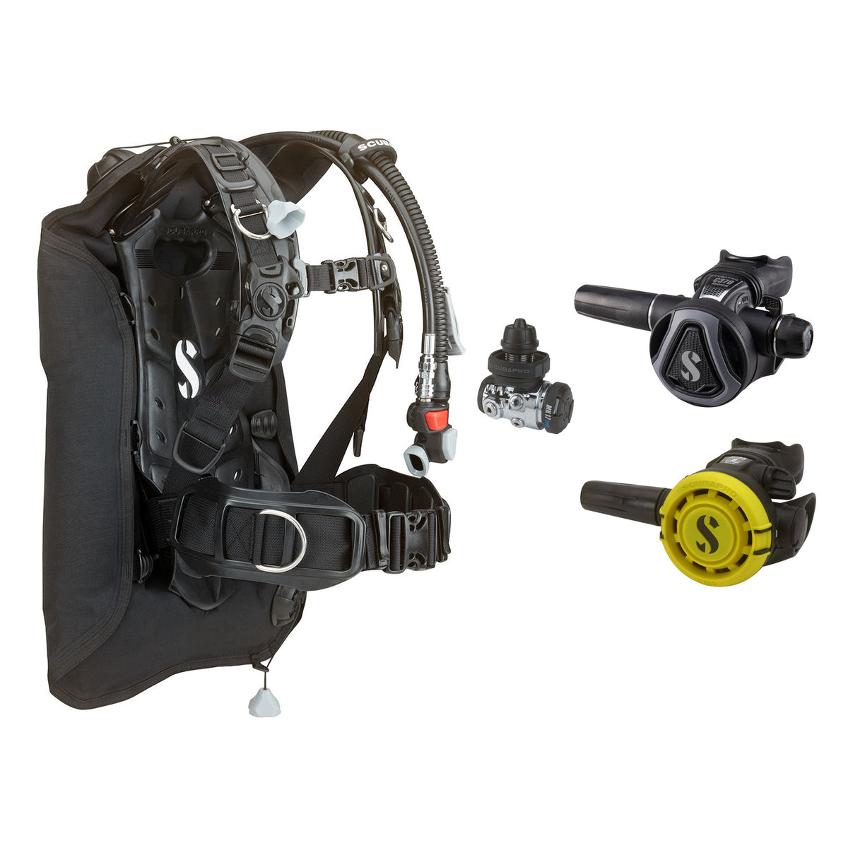 SCUBAPRO MK17 EVO2 / C370 Graphite regulator set with R105 octopus and Hydros Core BCD