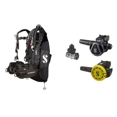 SCUBAPRO MK17 EVO2 / C370 Graphite regulator set with R105 octopus and Hydros Pro Ladies BCD in black