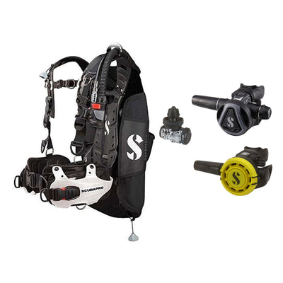 SCUBAPRO MK17 EVO2 / C370 Graphite regulator set with R105 octopus and Hydros Pro Mens BCD in white