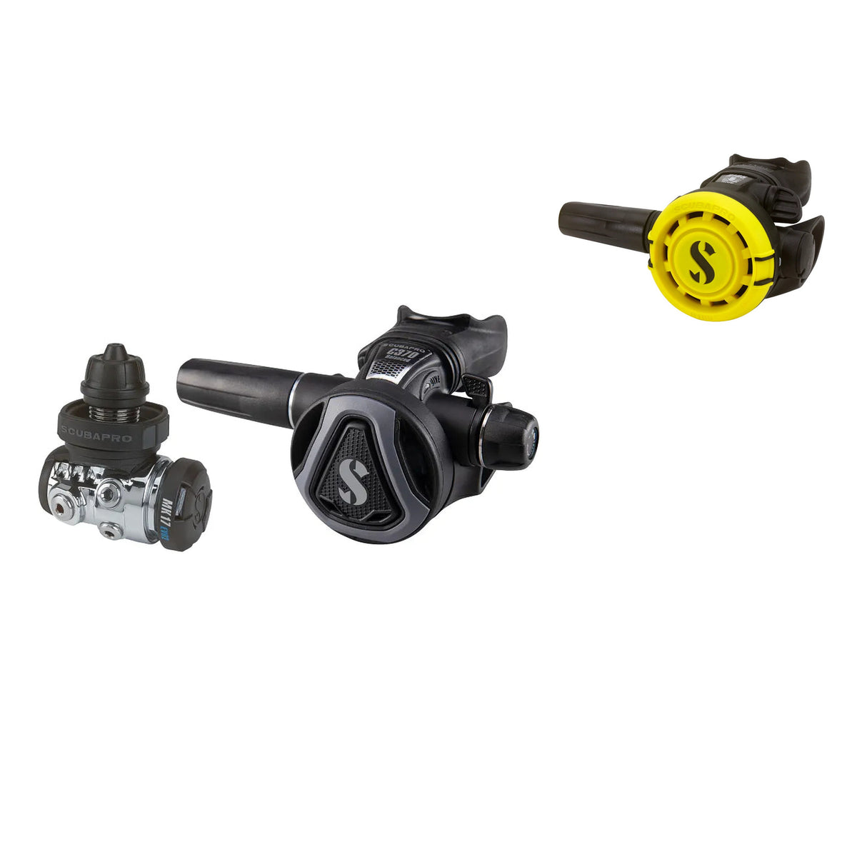 SCUBAPRO MK17 EVO 2 / C370 regulator with graphite frame and yellow R105 octopus