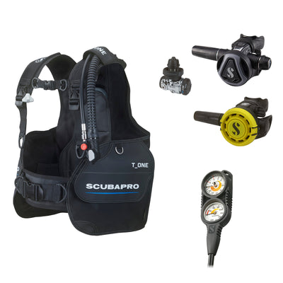 SCUBAPRO MK17 EVO2 / C370 Graphite regulator set with R105 octopus and T-One BCD, with Compact Combo 2