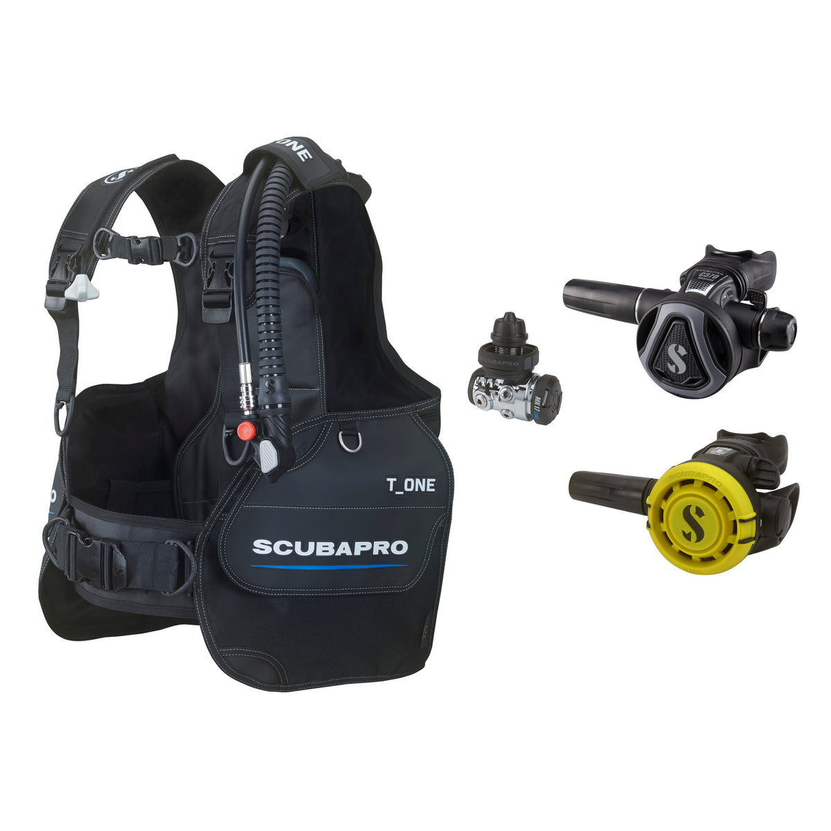 SCUBAPRO MK17 EVO2 / C370 Graphite regulator set with R105 octopus and T-One BCD