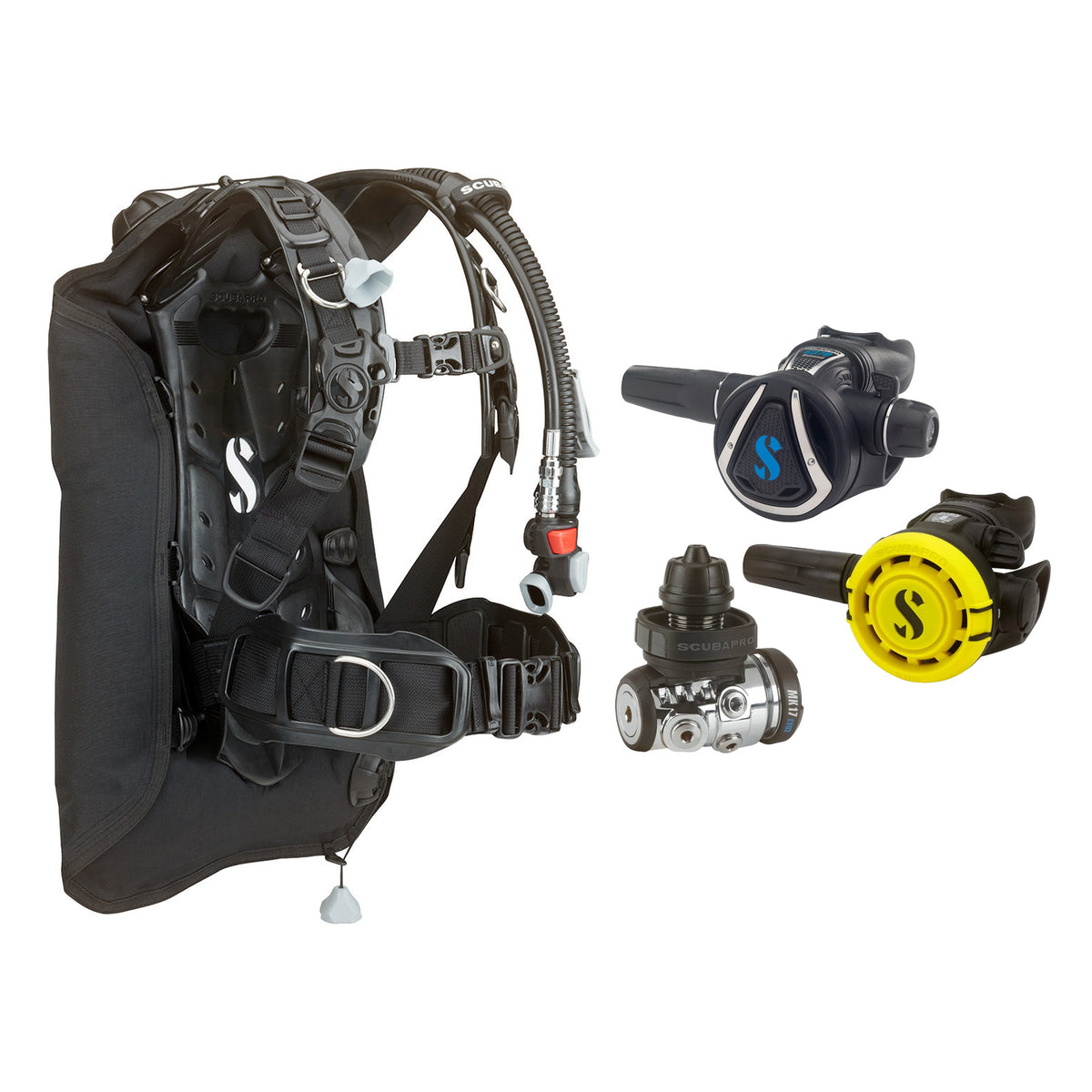 SCUBAPRO MK17 EVO2 / C370 regulator set with R105 octopus and Hydros Core BCD
